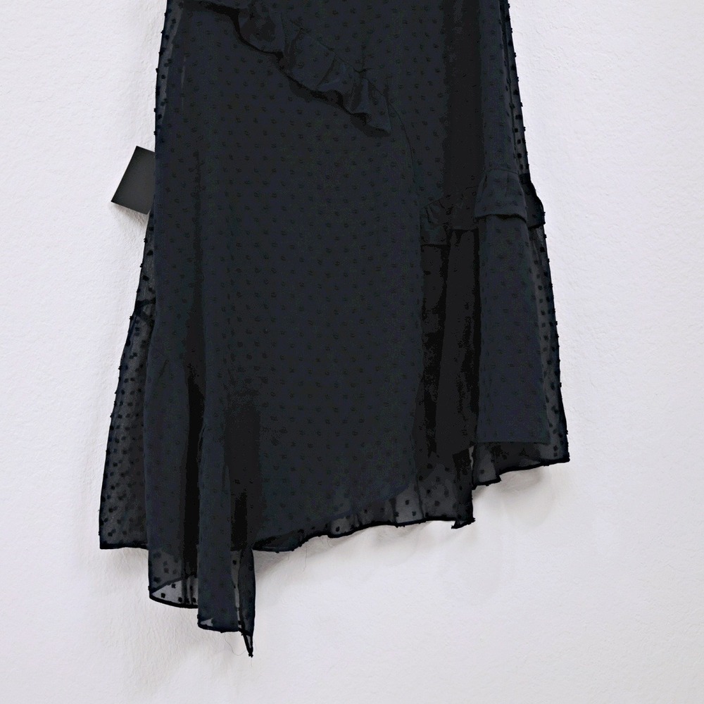 NWT Lulus Next To You Swiss Dot Ruffle Surplice Slit V-Neck Midi‎ Dress Navy XS - Picture 12 of 15